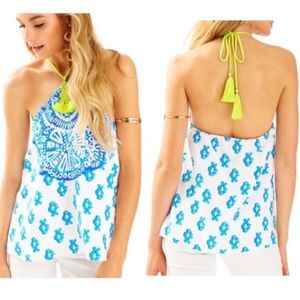 Lilly Pulitzer Selin Silk Tank Top To The Sea M